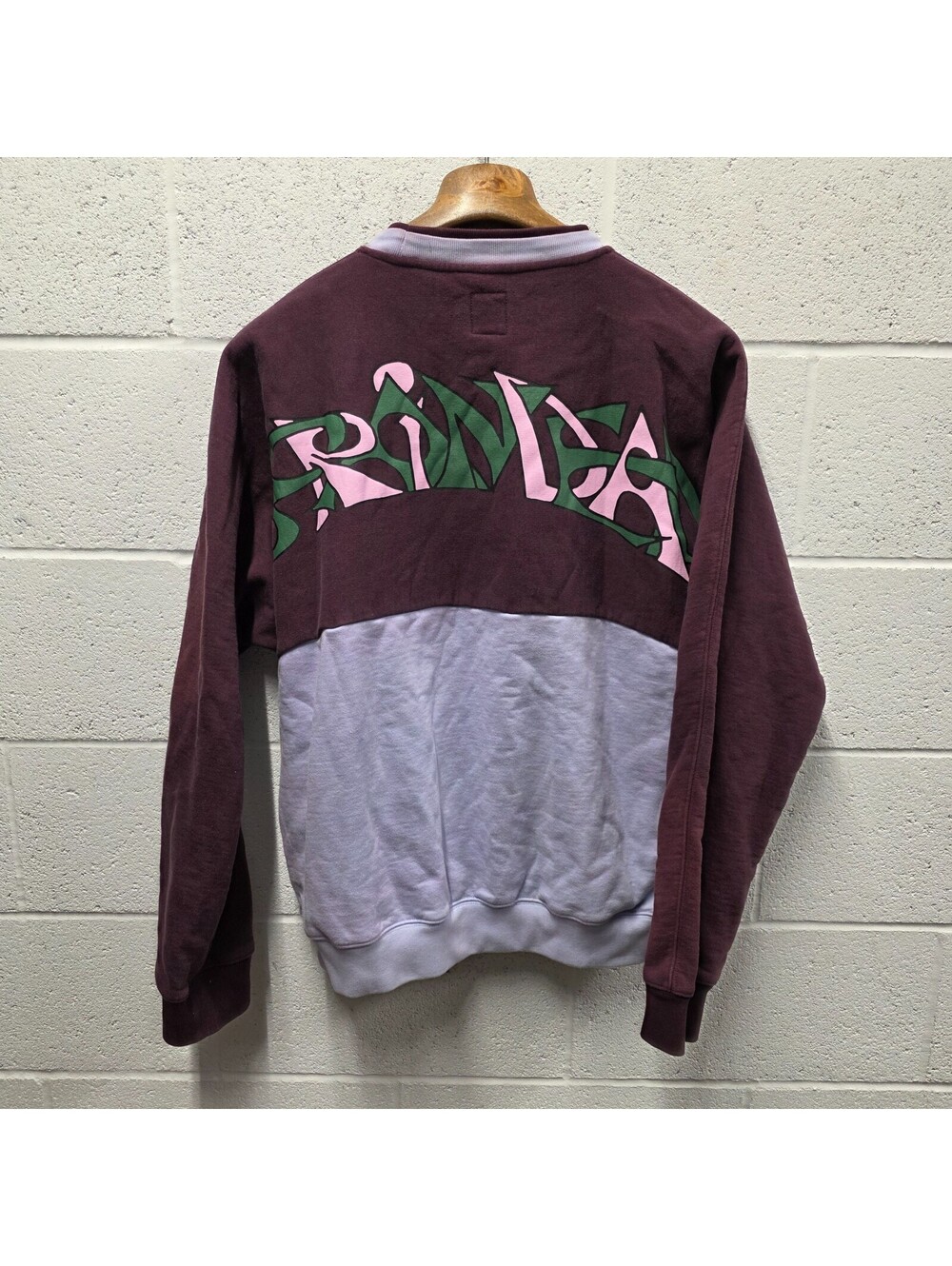 BRAIN DEAD  Sweater M  Purple Navy Logo Mochifu Mock Neck Knit 24x28